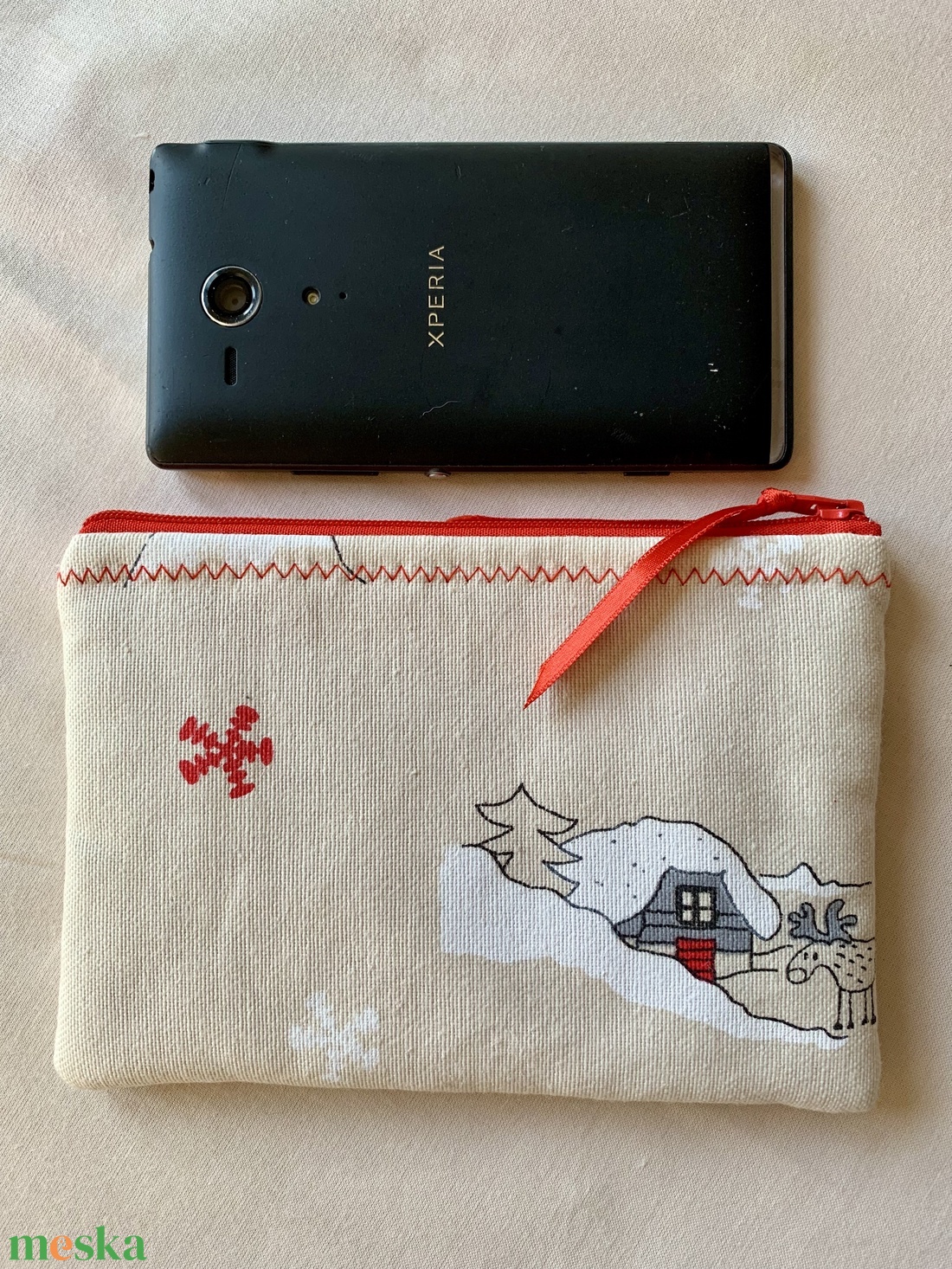 Havas házikó mintás neszesszer, mobiltok, sminktáska              - táska & tok - neszesszer - Meska.hu