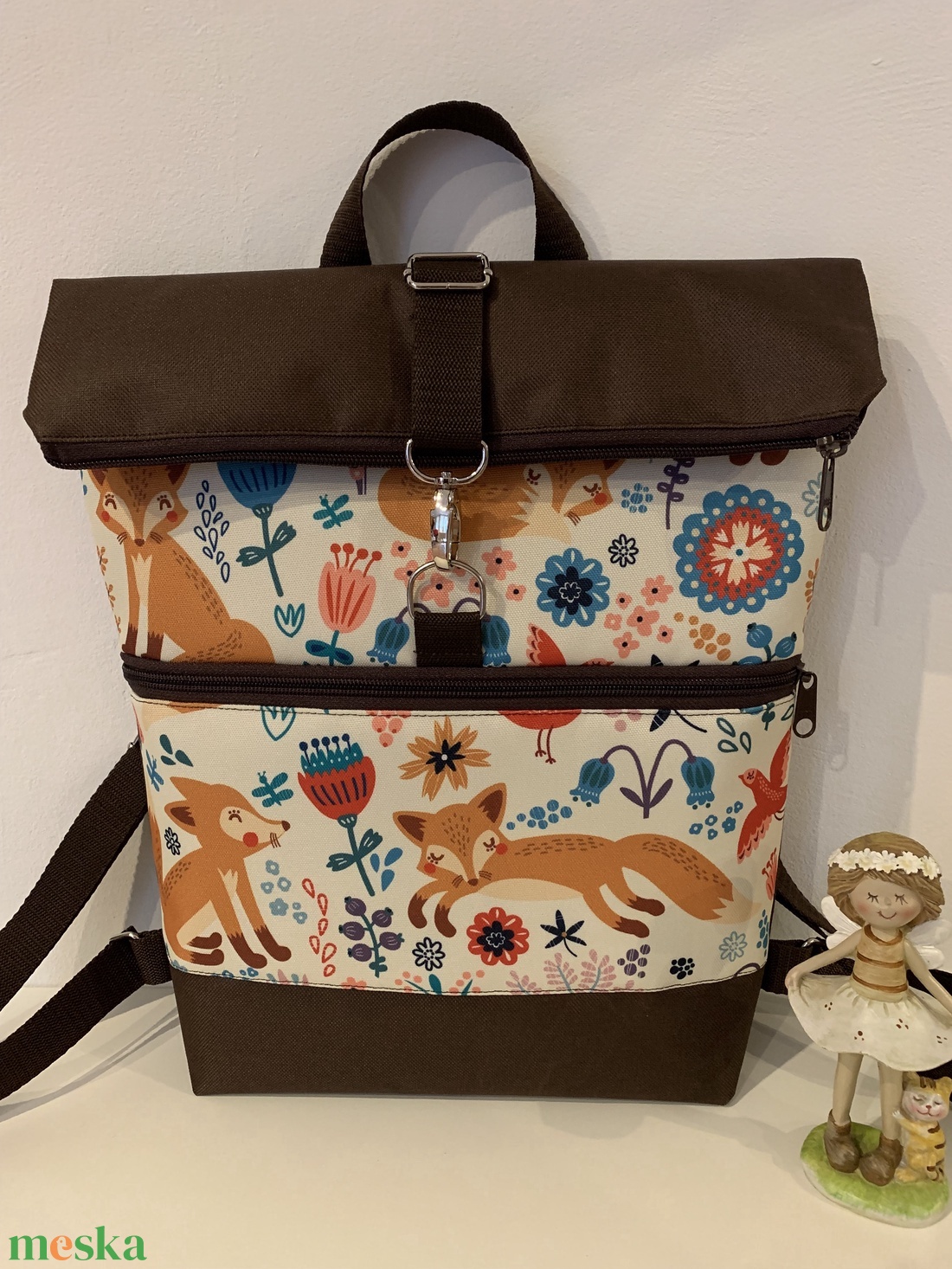 Készleten! Roll Top-Mesebeli róka mintás-Vízálló-Hátizsák-Hátitáska  - táska & tok - hátizsák - roll top hátizsák - Meska.hu