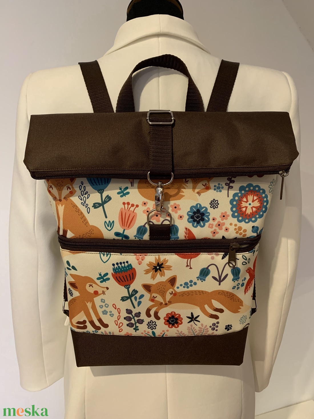 Készleten! Roll Top-Mesebeli róka mintás-Vízálló-Hátizsák-Hátitáska  - táska & tok - hátizsák - roll top hátizsák - Meska.hu