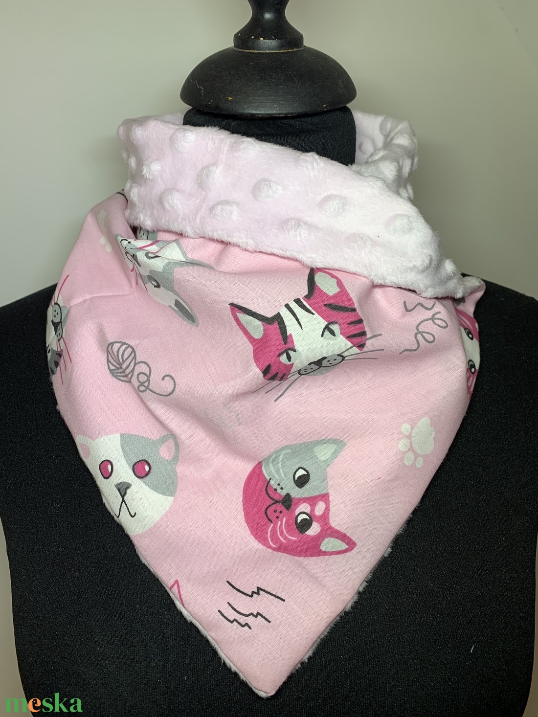 Készleten!  Cicás kislány meleg körsál, sál, gyerek sál - ruha & divat - sál, sapka, kendő - sál - Meska.hu