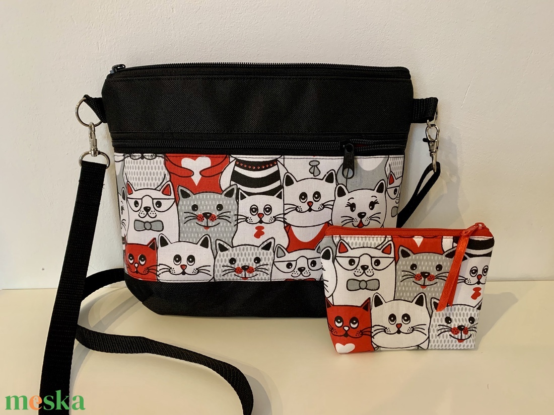  Crossbody+irattartó/kártyatartó/szettben Cicás válltáska/ keresztpántos táska/ oldaltáska, cicás - táska & tok - kézitáska & válltáska - válltáska - Meska.hu