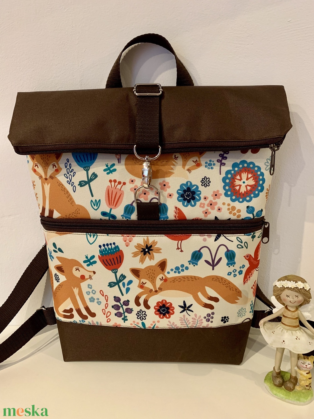 Rolltop-Mesebeli róka mintás-Vízálló-Hátizsák-Hátitáska  - táska & tok - hátizsák - roll top hátizsák - Meska.hu