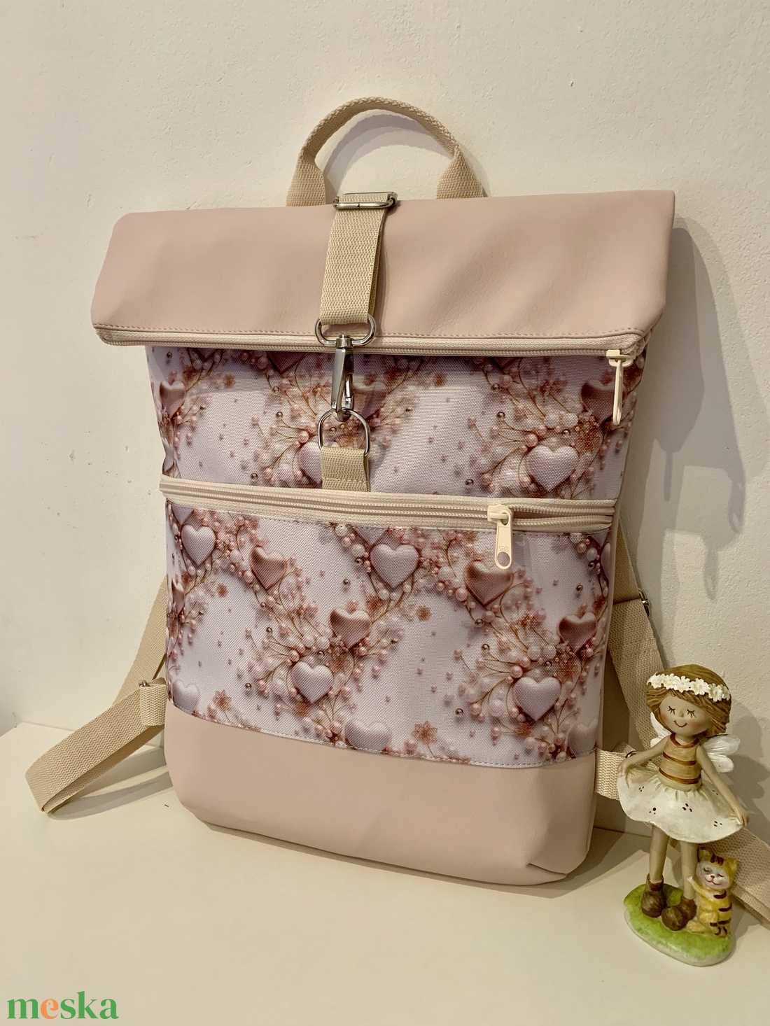 Rolltop Szépséges szív mintás Vízálló-Hátizsák-Hátitáska - táska & tok - hátizsák - roll top hátizsák - Meska.hu