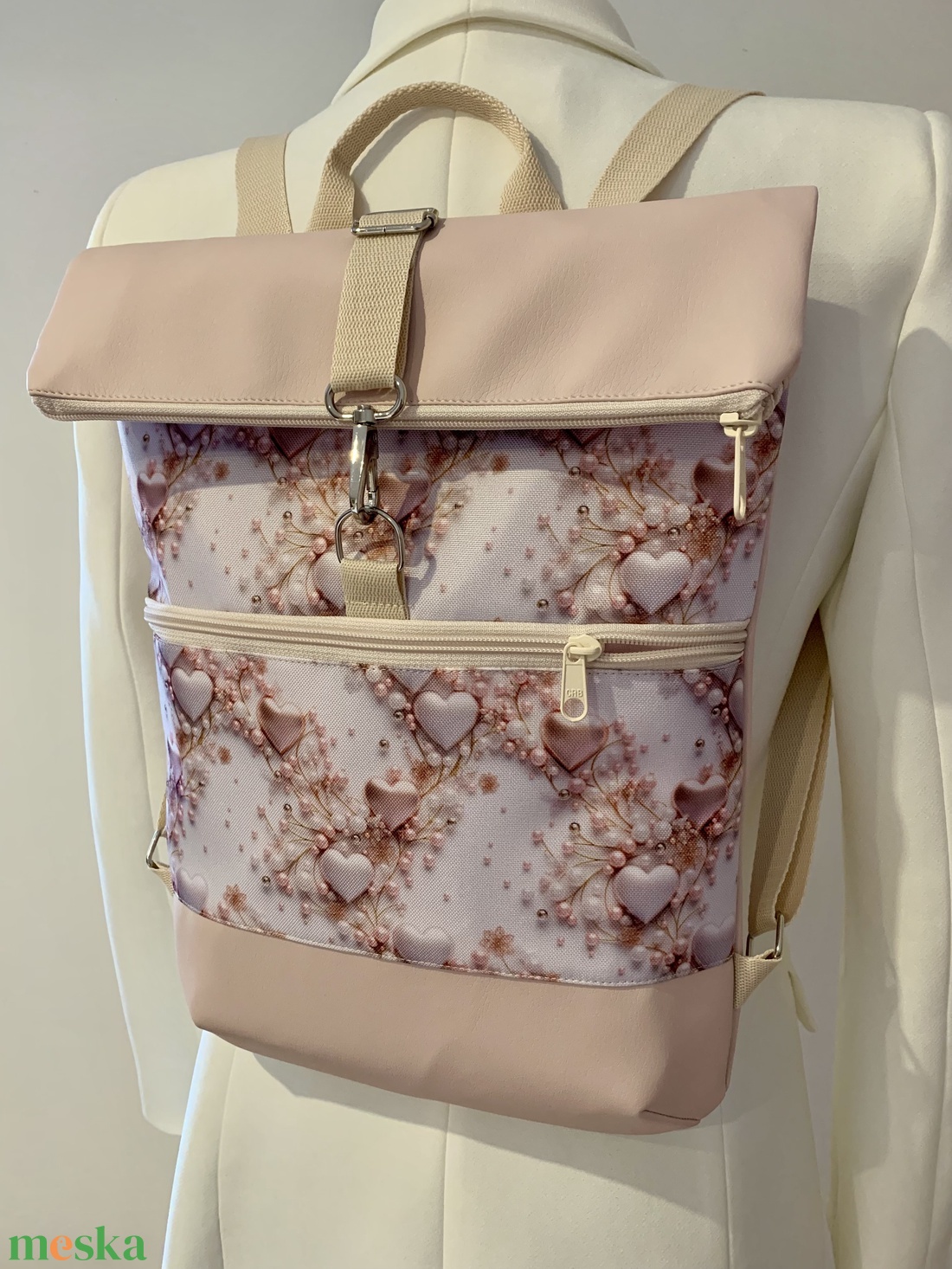 Rolltop Szépséges szív mintás Vízálló-Hátizsák-Hátitáska - táska & tok - hátizsák - roll top hátizsák - Meska.hu