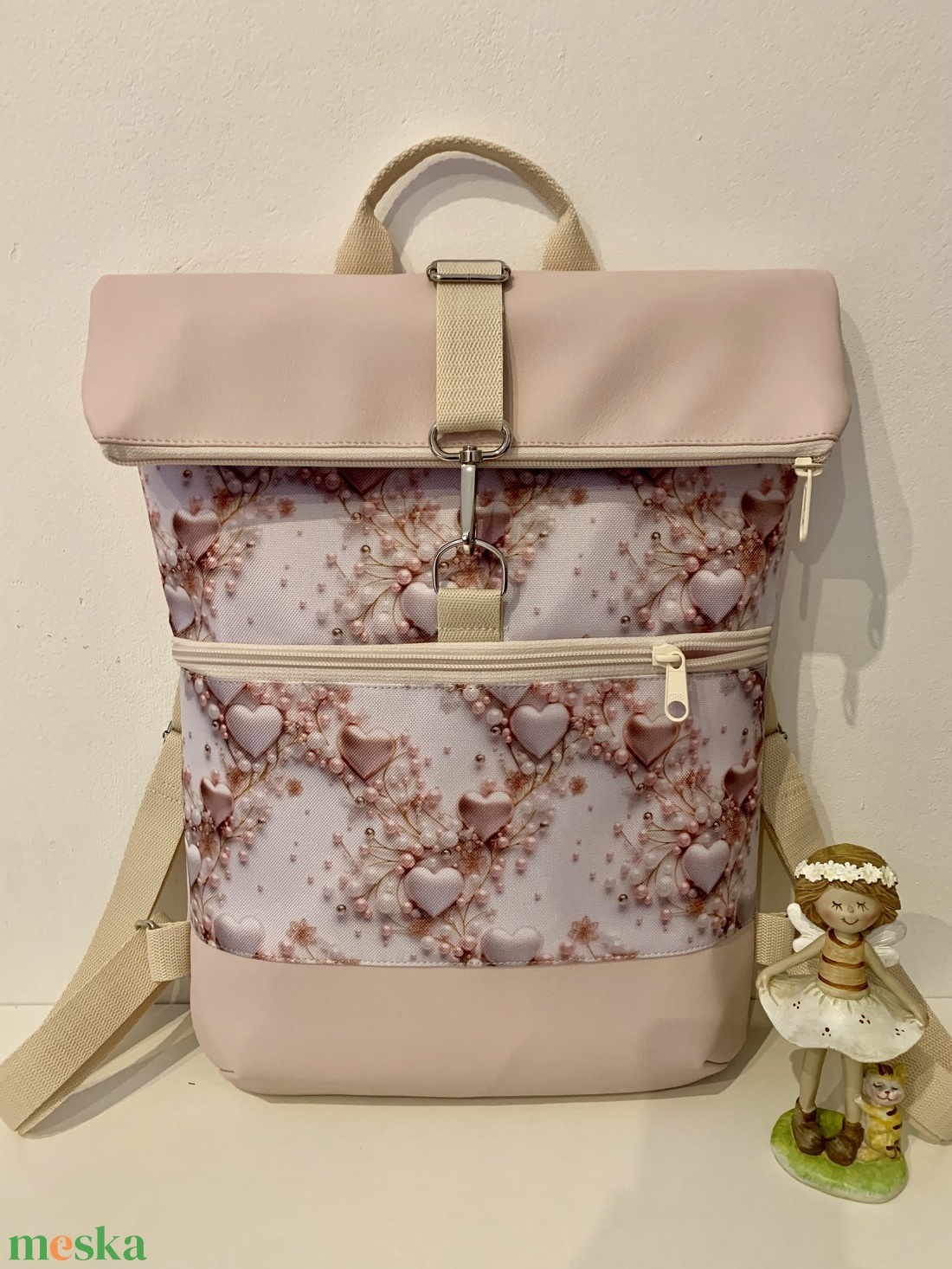 Rolltop Szépséges szív mintás Vízálló-Hátizsák-Hátitáska - táska & tok - hátizsák - roll top hátizsák - Meska.hu