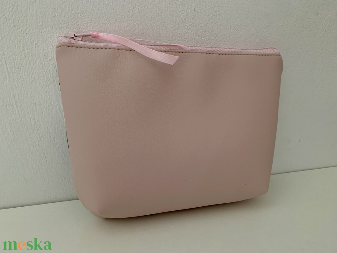  Púderrózsaszín rózsa mintás neszesszer, irattartó, pipere tároló, textil tároló - táska & tok - neszesszer - Meska.hu