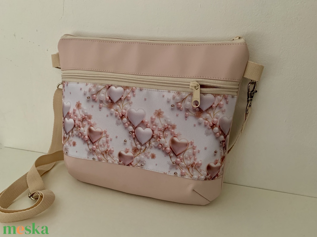  Crossbody Szépséges szív mintás, válltáska/keresztpántos táska/ oldaltáska, Rózsaszín-Párizs - táska & tok - kézitáska & válltáska - válltáska - Meska.hu