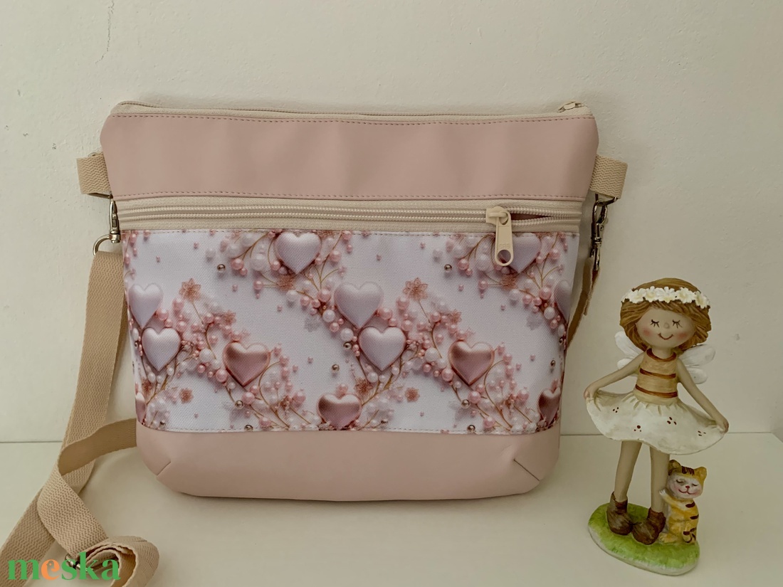  Crossbody Szépséges szív mintás, válltáska/keresztpántos táska/ oldaltáska, Rózsaszín-Párizs - táska & tok - kézitáska & válltáska - válltáska - Meska.hu