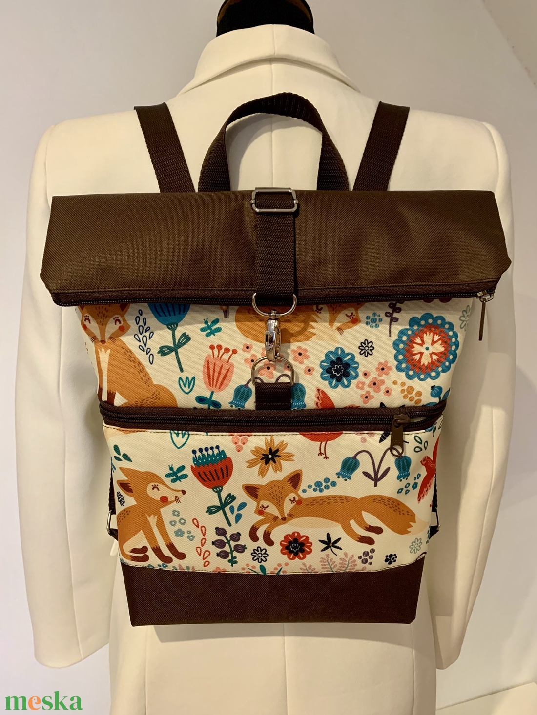 Rolltop-Mesebeli róka mintás-Vízálló-Hátizsák-Hátitáska  - táska & tok - hátizsák - roll top hátizsák - Meska.hu