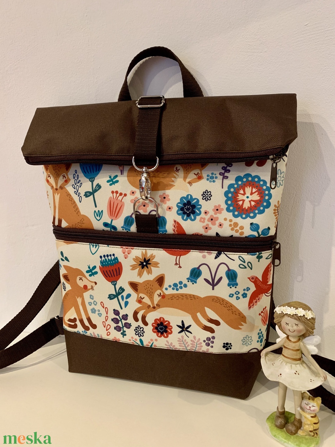 Rolltop-Mesebeli róka mintás-Vízálló-Hátizsák-Hátitáska  - táska & tok - hátizsák - roll top hátizsák - Meska.hu