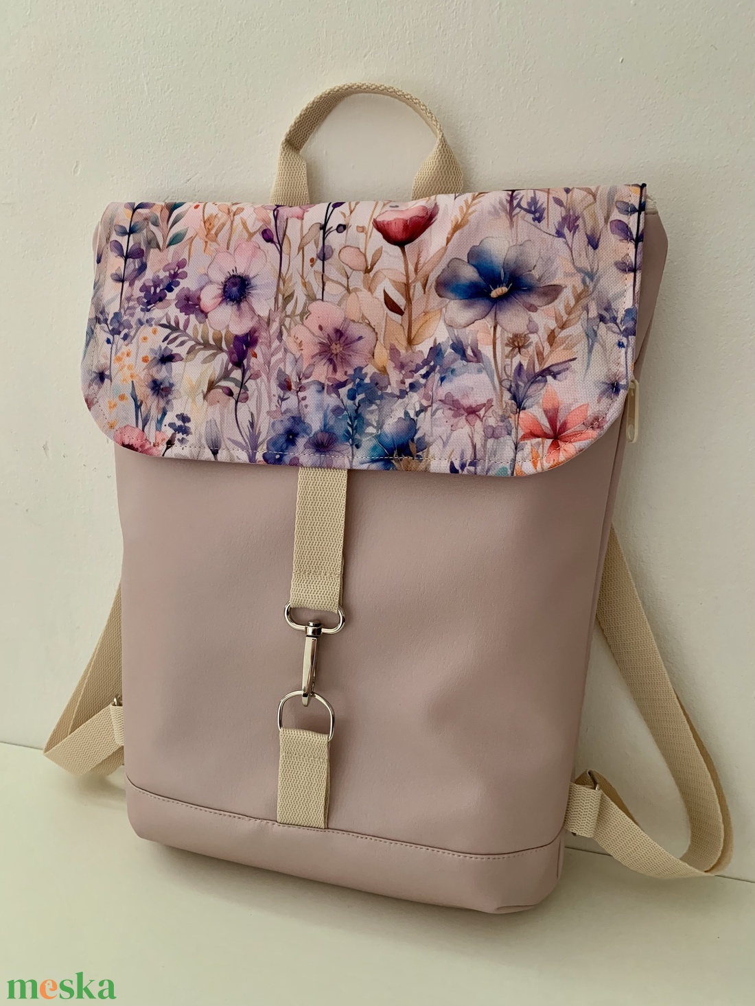 Púderrózsaszín-Szépséges pillangóvirág mintás hátizsák-Hátitáska-Vízálló - táska & tok - hátizsák - hátizsák - Meska.hu