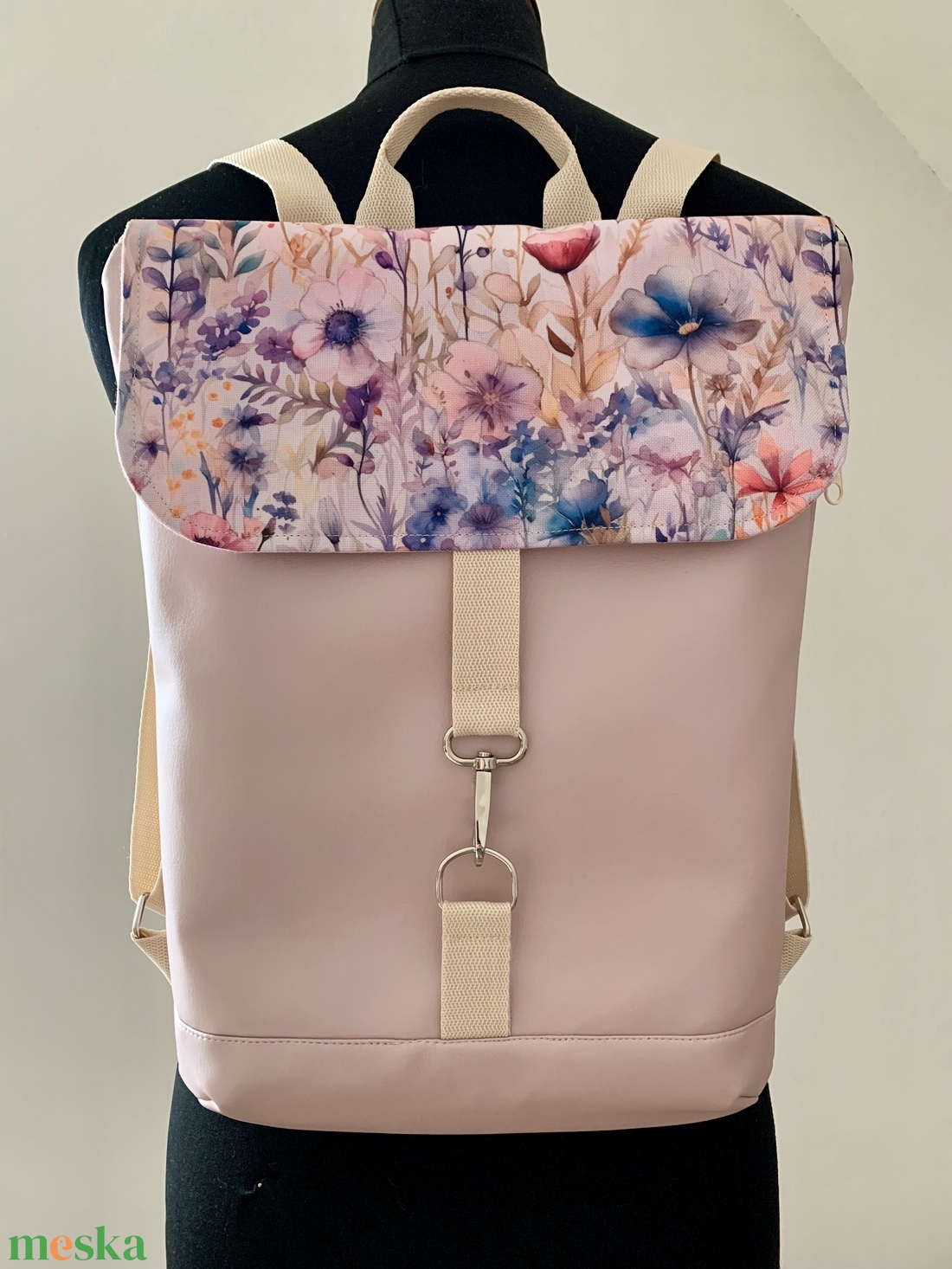 Púderrózsaszín-Szépséges pillangóvirág mintás hátizsák-Hátitáska-Vízálló - táska & tok - hátizsák - hátizsák - Meska.hu