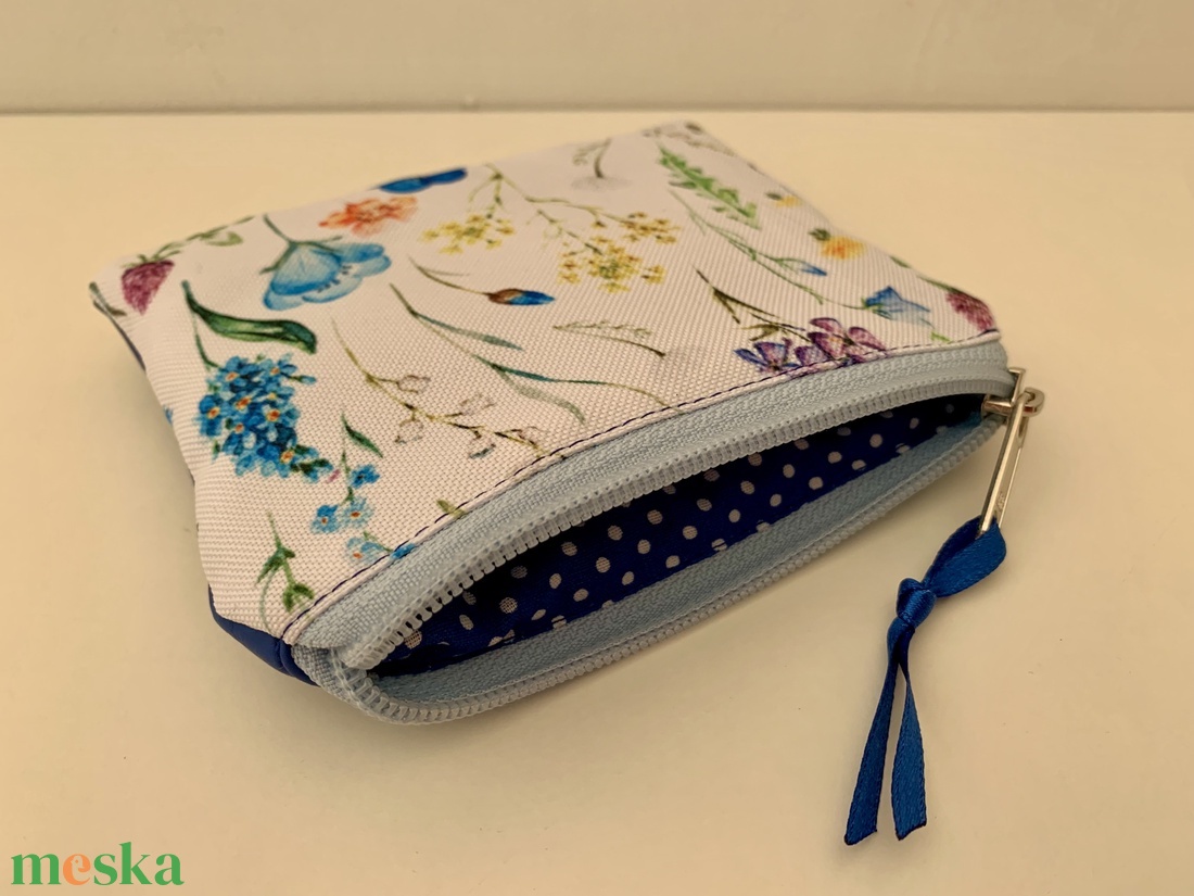 Kék-virág mintás kártyatartó, Neszesszer, Irattartó, Pipere tároló, Textil tároló - táska & tok - pénztárca & más tok - kártyatartó & irattartó - Meska.hu
