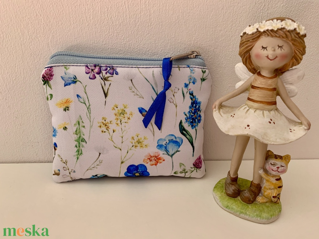 Kék-virág mintás kártyatartó, Neszesszer, Irattartó, Pipere tároló, Textil tároló - táska & tok - pénztárca & más tok - kártyatartó & irattartó - Meska.hu
