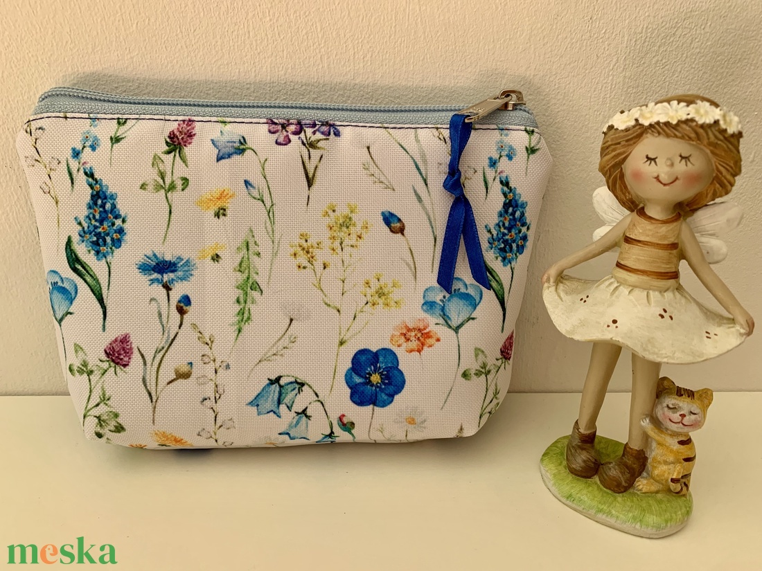 Kék-virág mintás neszesszer, Irattartó, Pipere tároló, Textil tároló - táska & tok - neszesszer - Meska.hu