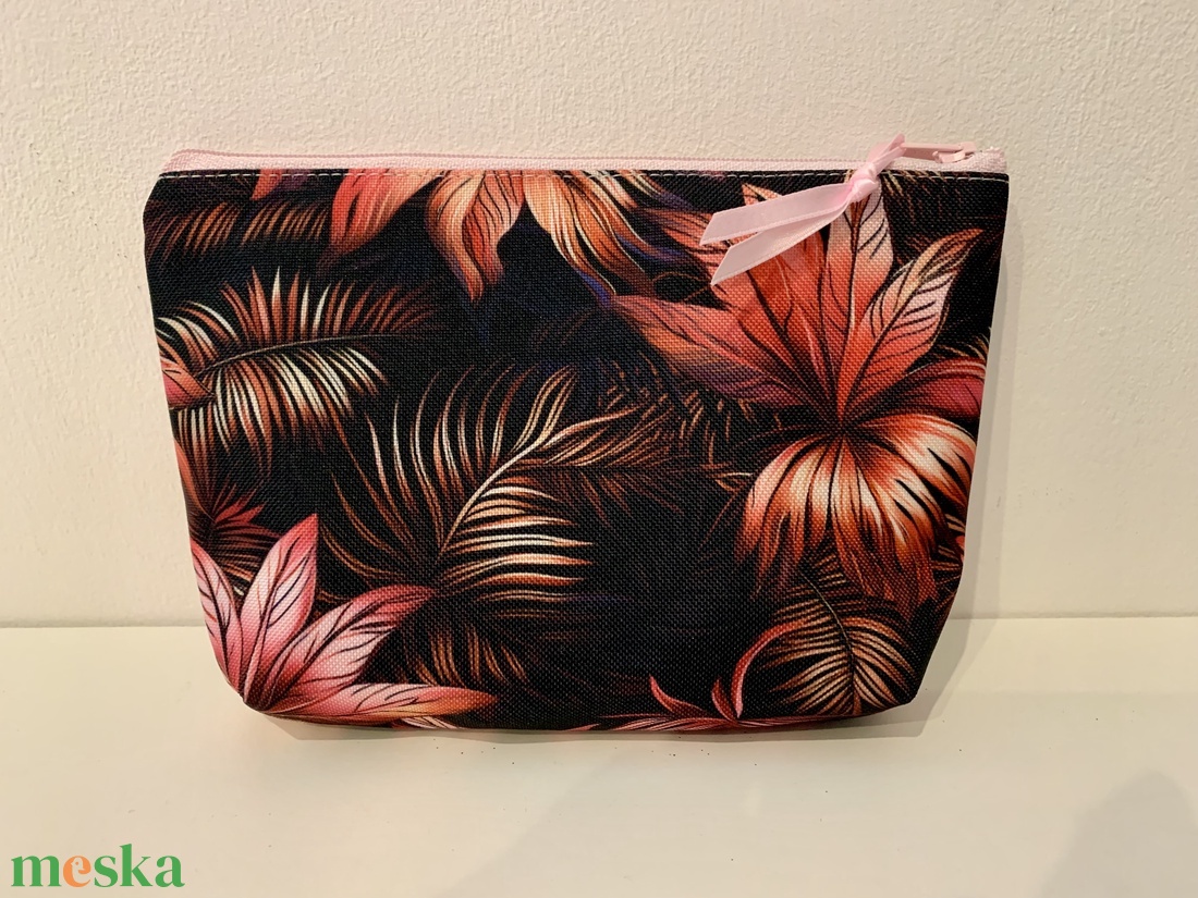  Rolltop Fekete-rózsaszín elegáns pálmalevél mintás-Vízálló-Hátizsák-Hátitáska  - táska & tok - hátizsák - roll top hátizsák - Meska.hu