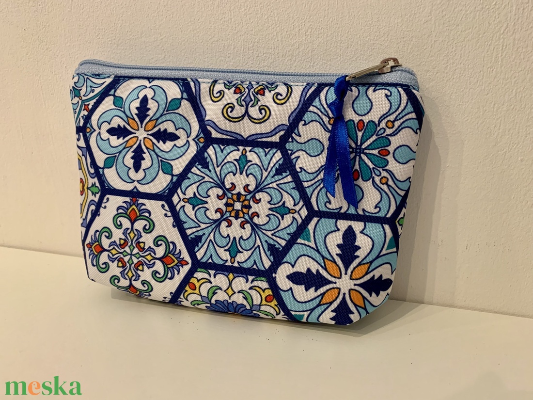  Kék Portugál csempe mintás neszesszer, irattartó, pipere tároló, textil tároló - táska & tok - neszesszer - Meska.hu