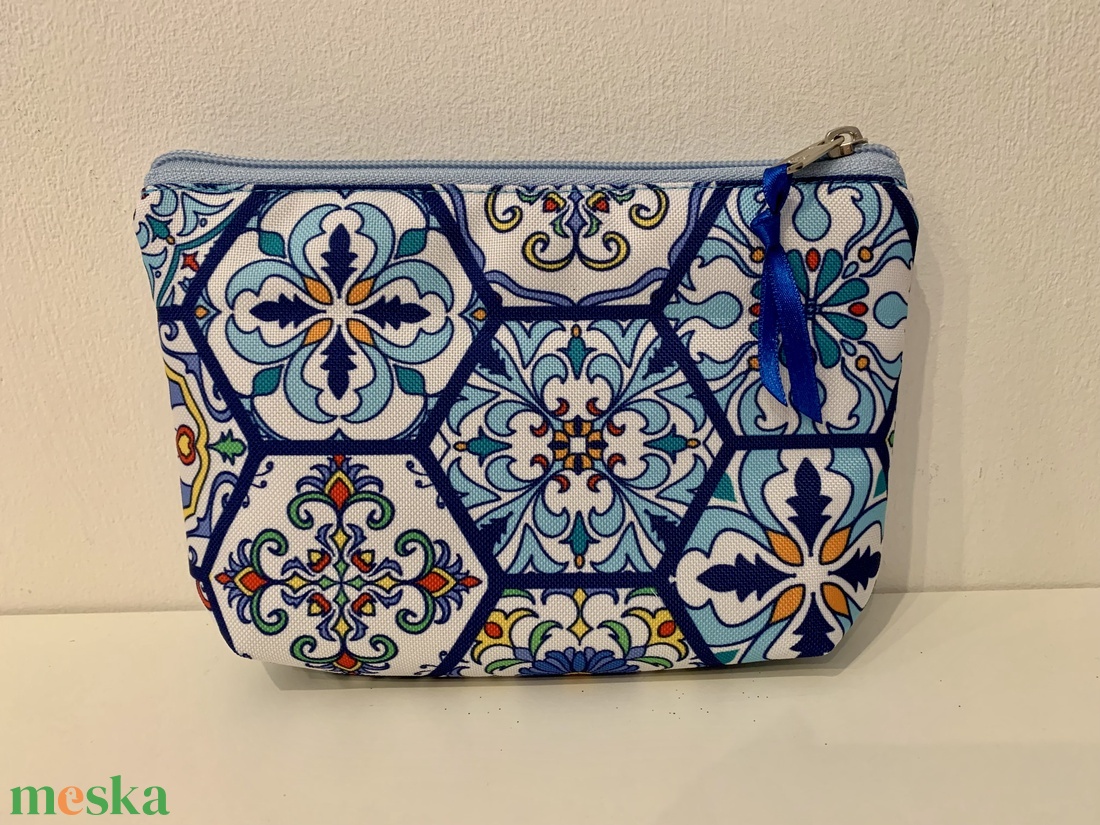  Kék Portugál csempe mintás neszesszer, irattartó, pipere tároló, textil tároló - táska & tok - neszesszer - Meska.hu