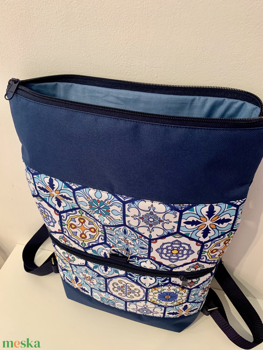 Rolltop Portugál csempe mintás-Vízálló-Hátizsák-Hátitáska  - táska & tok - hátizsák - roll top hátizsák - Meska.hu