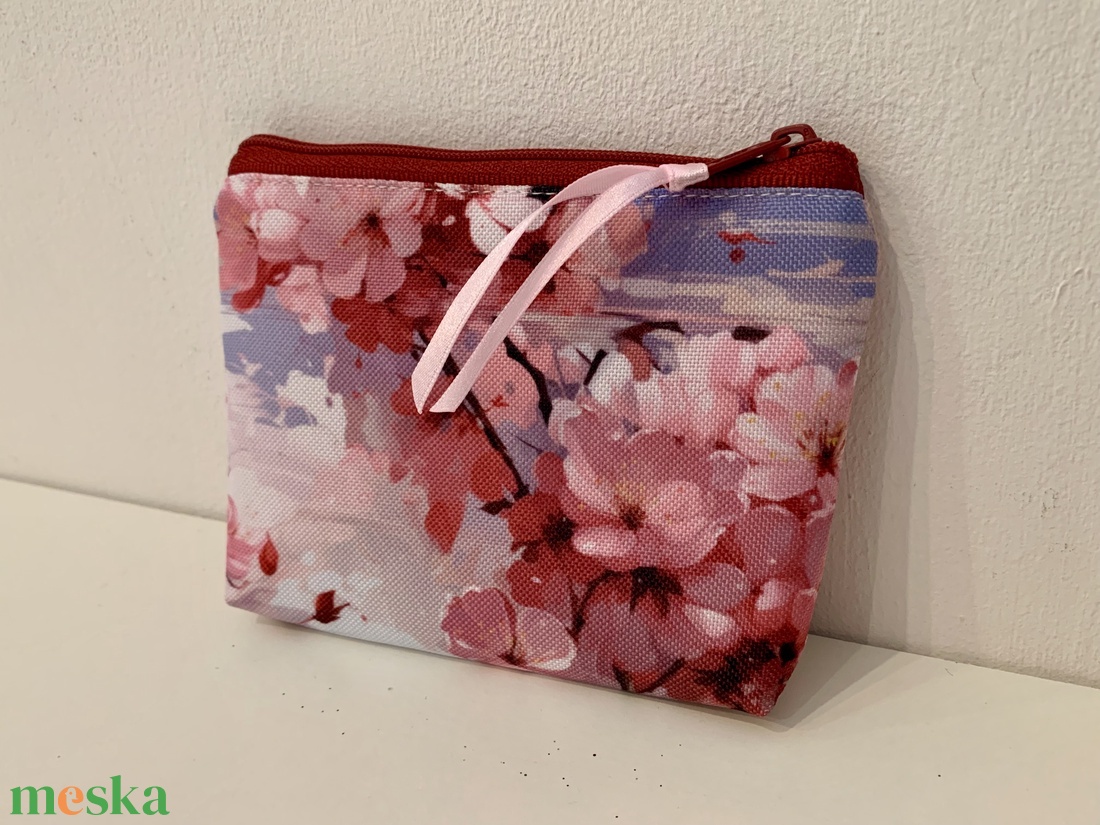 Rózsaszín virág mintás kártyatartó, Neszesszer, Irattartó, Pipere tároló, Textil tároló - táska & tok - pénztárca & más tok - kártyatartó & irattartó - Meska.hu