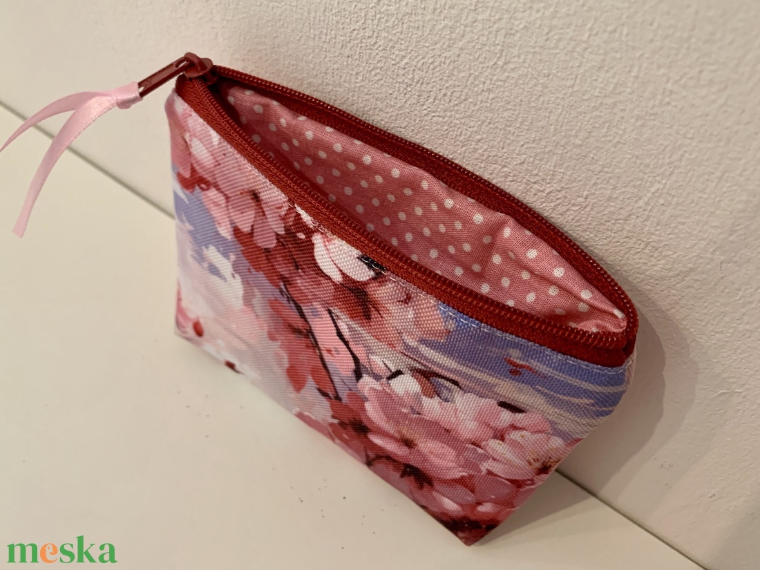 Rózsaszín virág mintás kártyatartó, Neszesszer, Irattartó, Pipere tároló, Textil tároló - táska & tok - pénztárca & más tok - kártyatartó & irattartó - Meska.hu