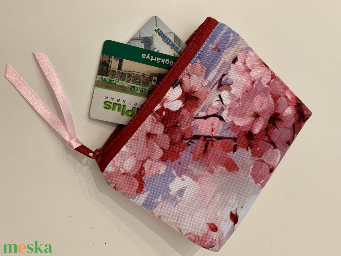Rózsaszín virág mintás kártyatartó, Neszesszer, Irattartó, Pipere tároló, Textil tároló - táska & tok - pénztárca & más tok - kártyatartó & irattartó - Meska.hu