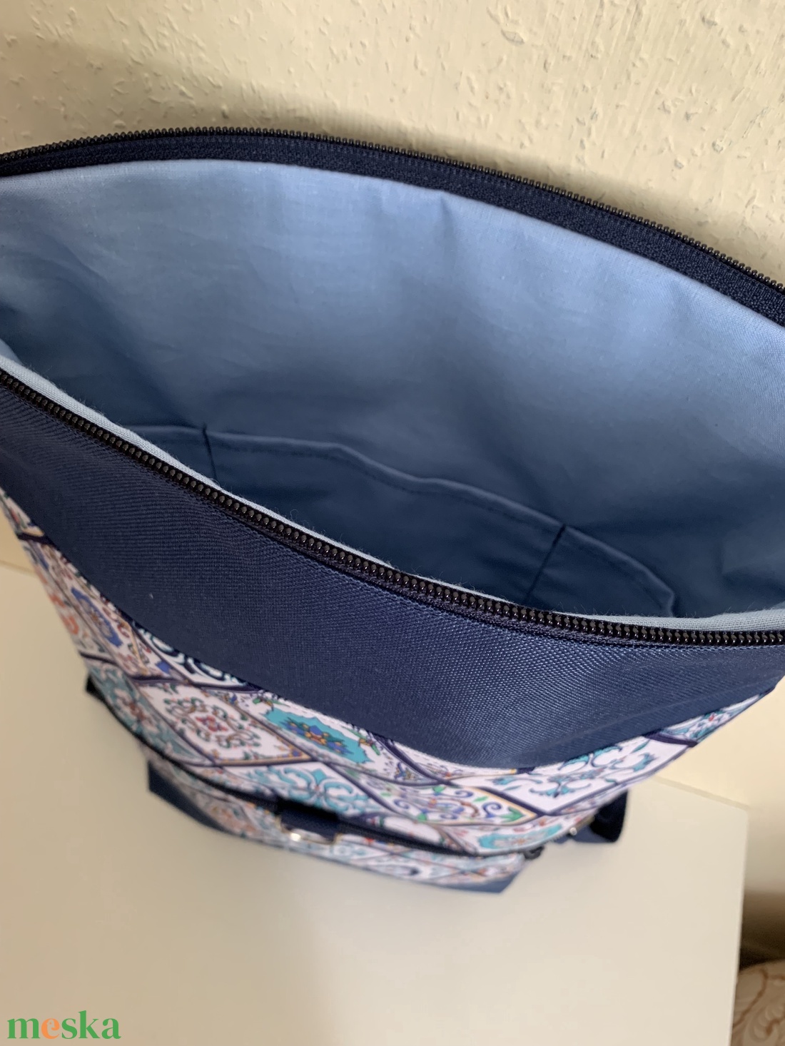Rolltop Portugál csempe mintás-Vízálló-Hátizsák-Hátitáska  - táska & tok - hátizsák - roll top hátizsák - Meska.hu