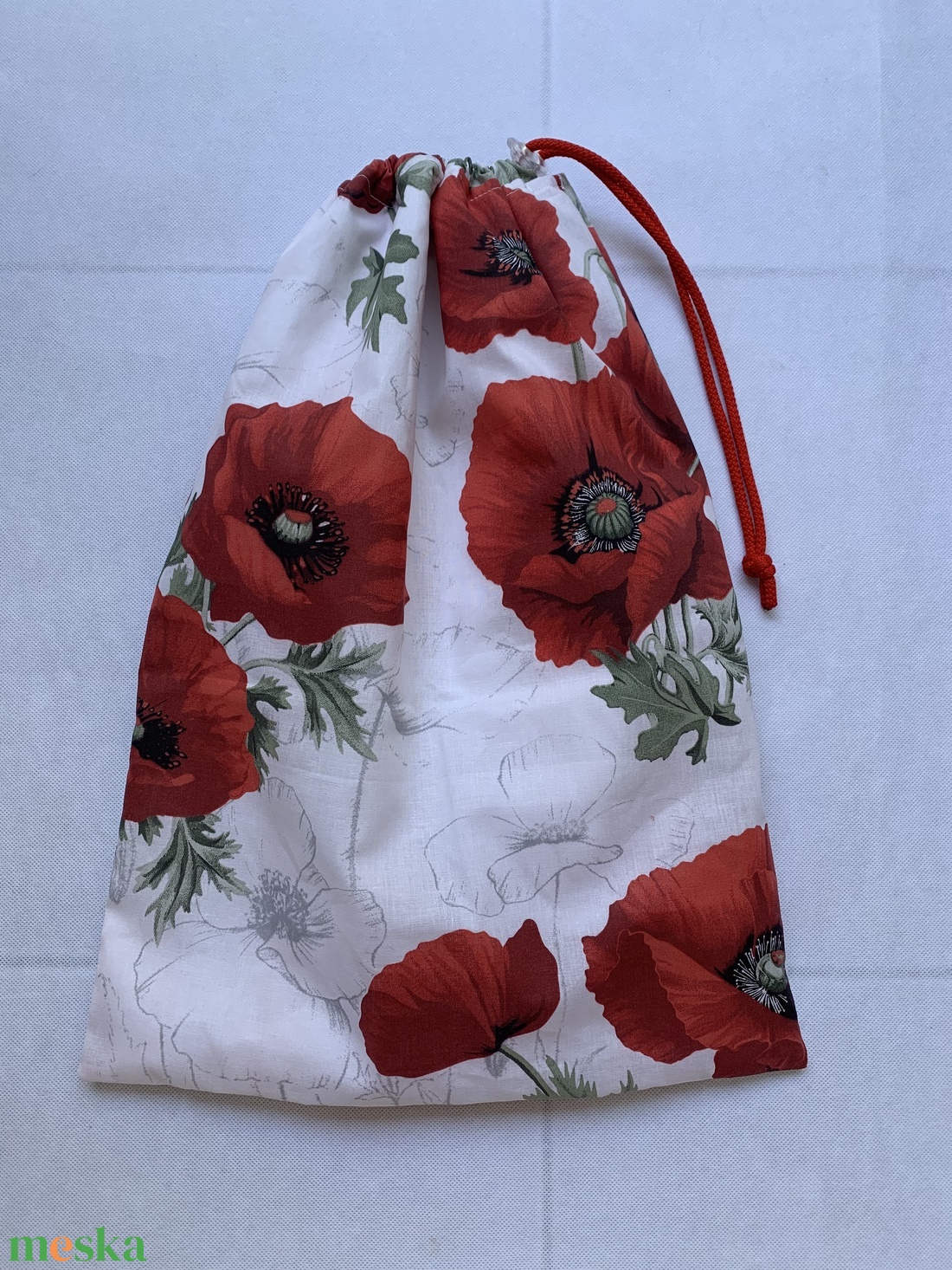 Nagy méretű kenyeres zsák Pul béléssel-Pipacsos - táska & tok - bevásárlás & shopper táska - kenyeres zsák - Meska.hu