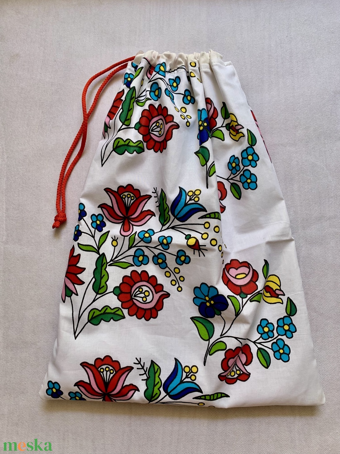 Nagy méretű kenyeres zsák Pul béléssel-Kalocsai mintás - táska & tok - bevásárlás & shopper táska - kenyeres zsák - Meska.hu