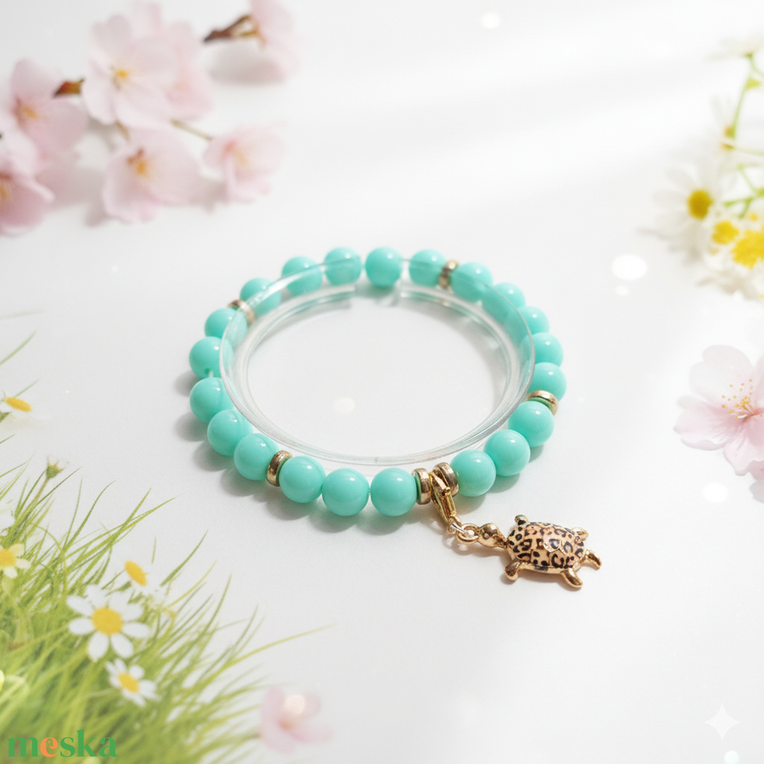 Teknős karkötő  - ékszer - karkötő - gyöngyös karkötő - Meska.hu