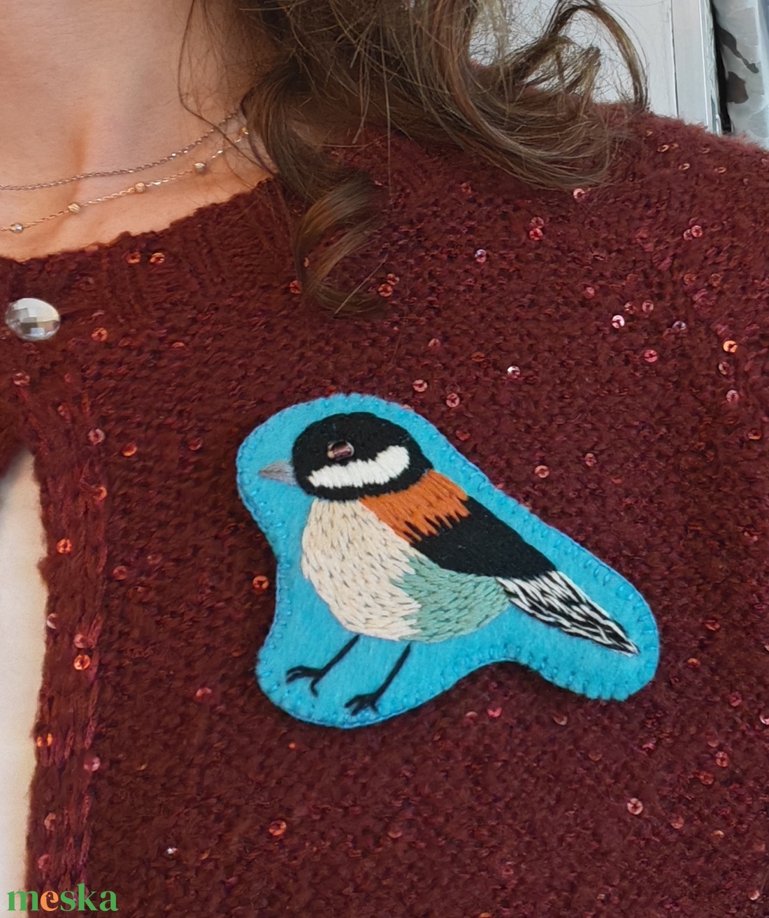 Cinege madár kitűző - ékszer - kitűző és bross - Meska.hu