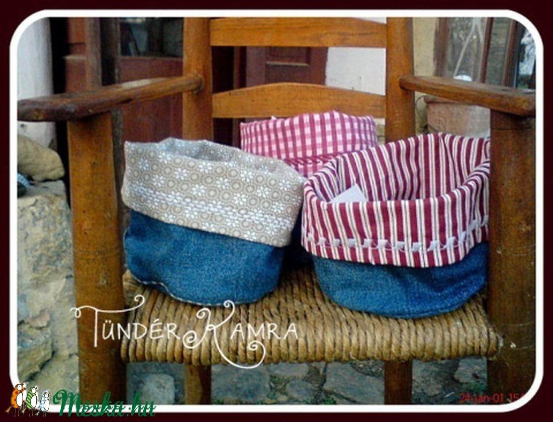 Farmer kaspó, motyó tartó,  holmi rendező, virágtartó, textil kosár -  - Meska.hu