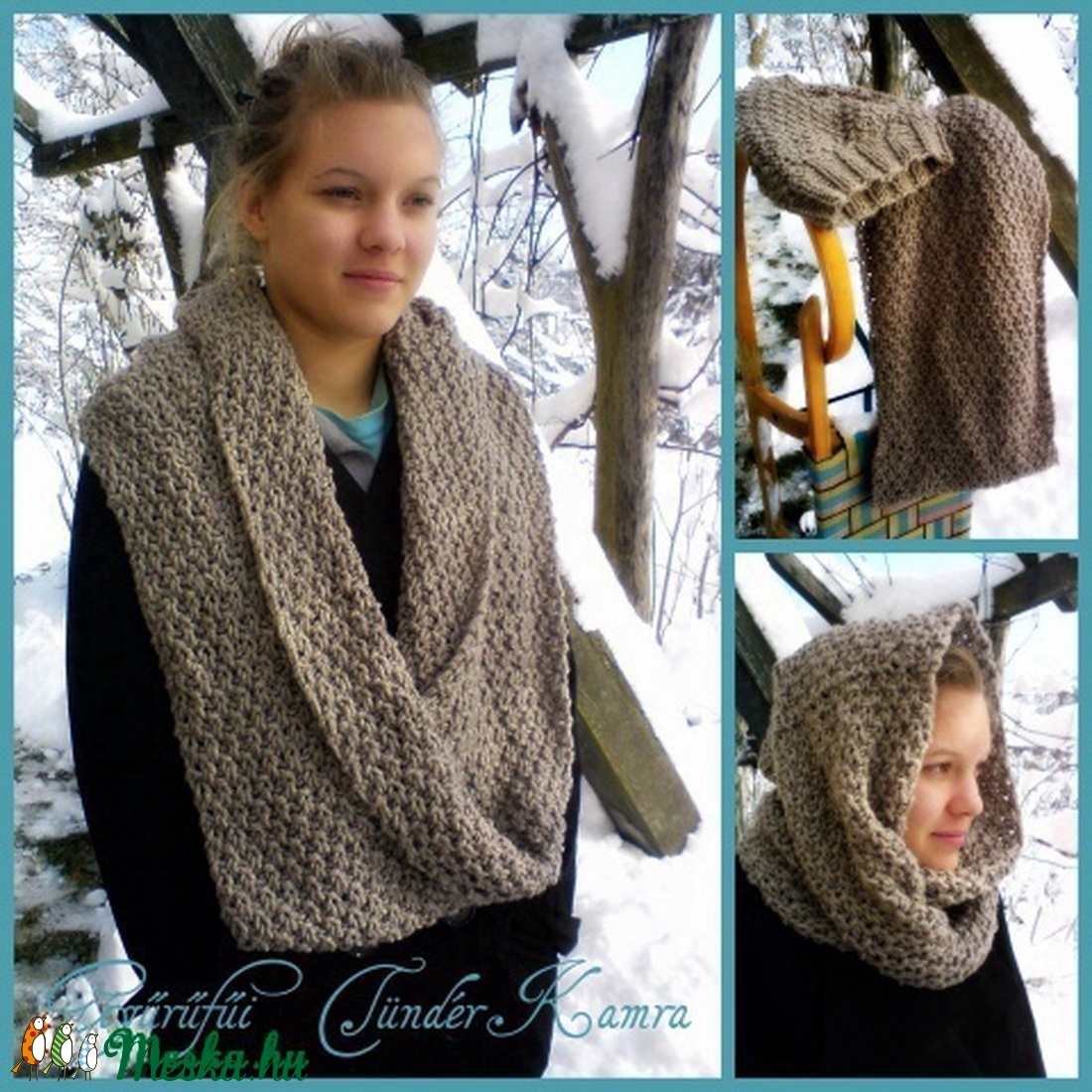 Kincső kötött körsál, csősál nagyon vastag, sál trendi fonalból -  - Meska.hu