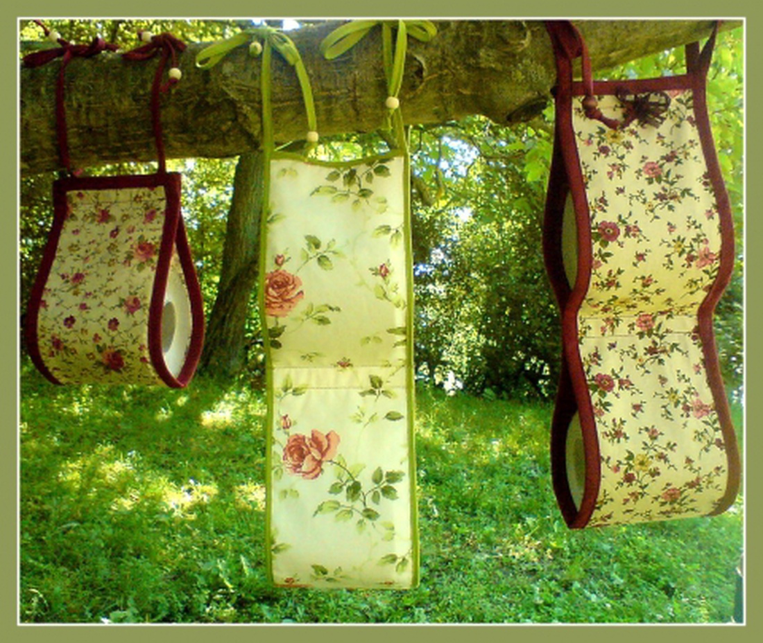 Wc-papír tároló, fali textil tartó, romantikus színben -  - Meska.hu