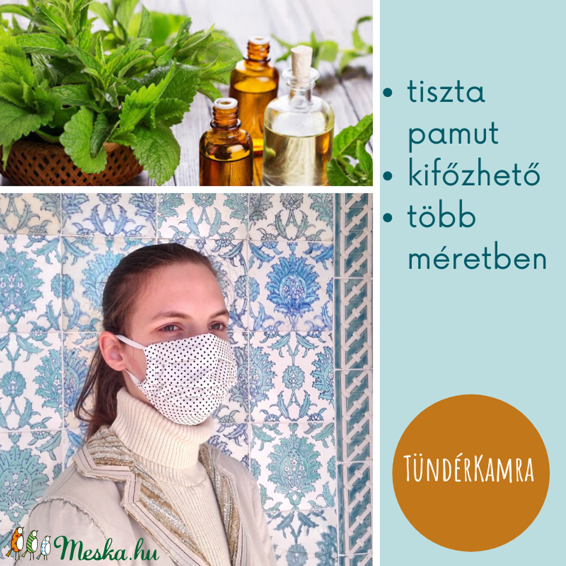 Anya-lánya szájmaszk arcmaszk - sötétkék virágos -  - Meska.hu