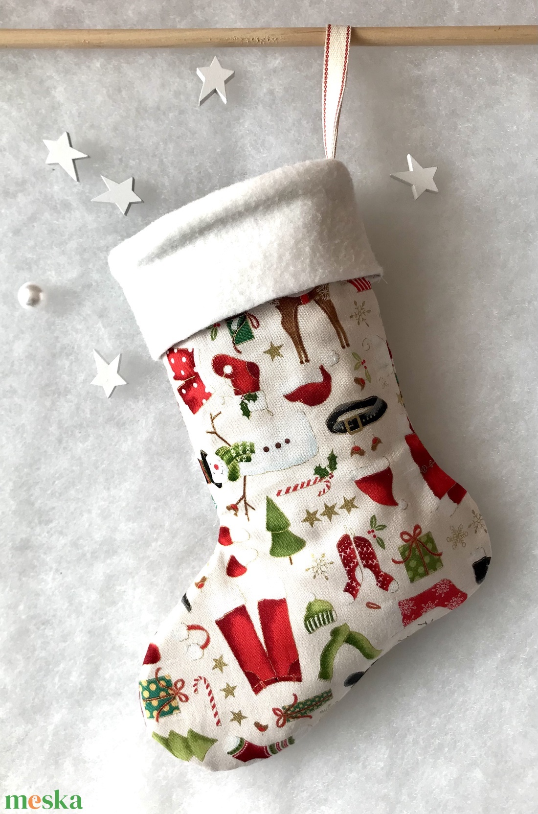 Mikulás zokni - karácsony - mikulás - mikulás zsák - Meska.hu