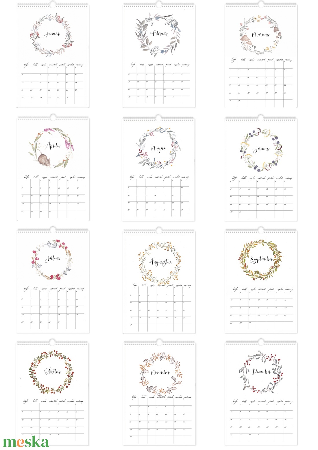 2026 falinaptár - otthon & életmód - dekoráció - fali és függő dekoráció - falinaptár & öröknaptár - Meska.hu