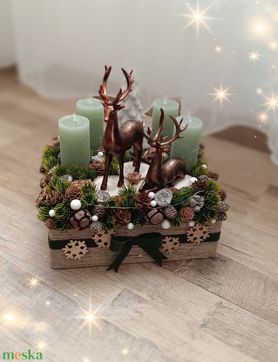 Adventi asztaldísz bronz színű szarvasokkal, led világítással - karácsony - adventi díszek - adventi asztaldísz - Meska.hu Adventi asztaldísz bronz színű szarvasokkal, led világítással - karácsony - adventi díszek - adventi asztaldísz - Meska.hu