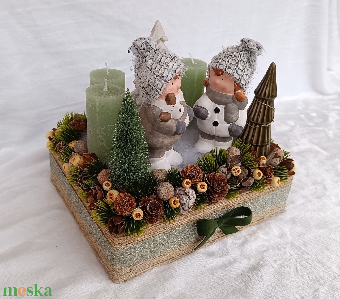 Adventi asztaldísz led világítással - karácsony - adventi díszek - adventi asztaldísz - Meska.hu