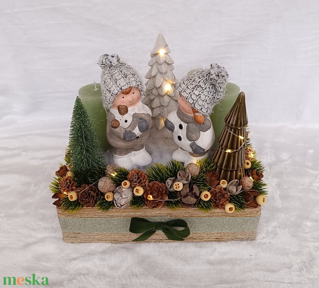 Adventi asztaldísz led világítással - karácsony - adventi díszek - adventi asztaldísz - Meska.hu