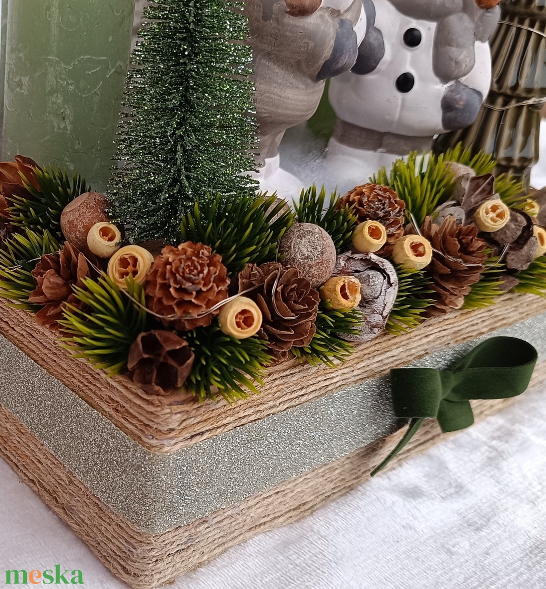 Adventi asztaldísz led világítással - karácsony - adventi díszek - adventi asztaldísz - Meska.hu