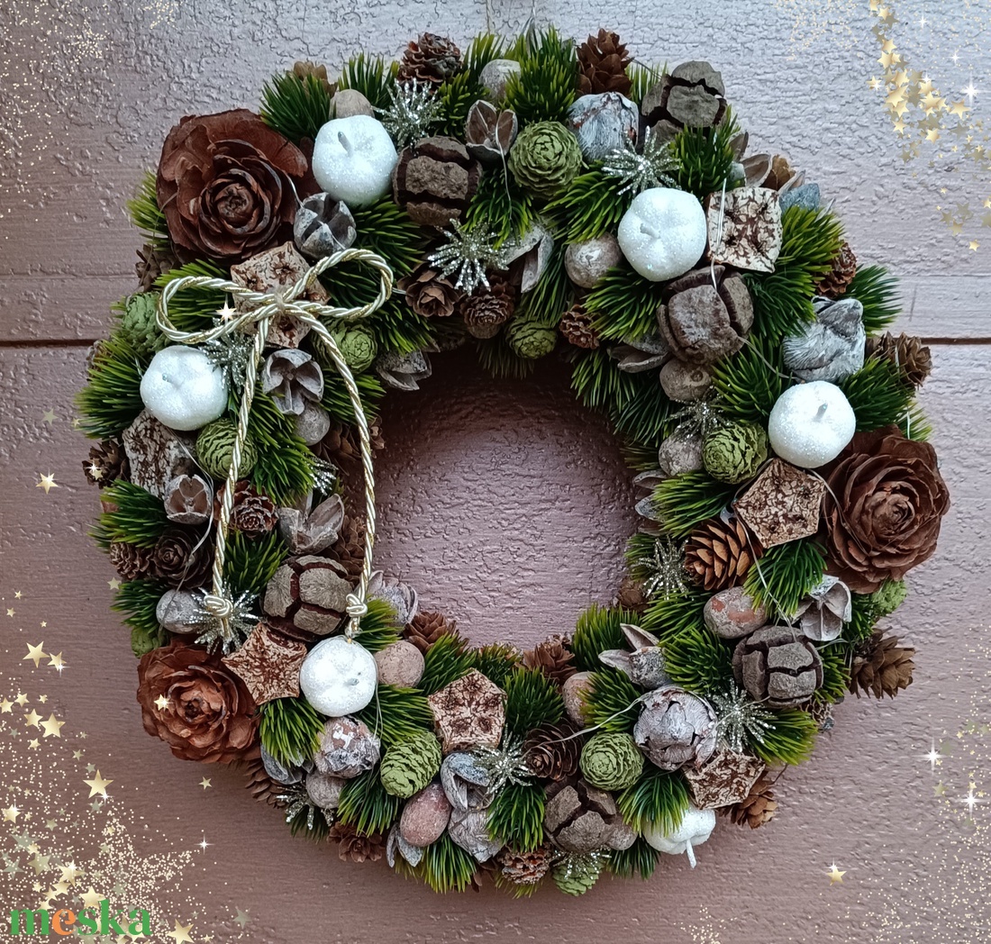 Karácsonyi kopogtató led világítással - karácsony - adventi díszek - adventi ajtódísz - Meska.hu