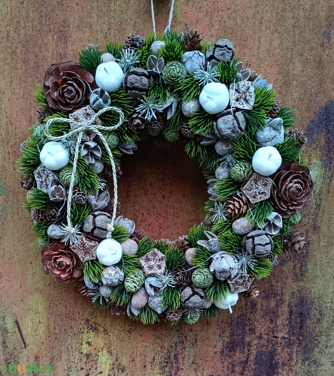 Karácsonyi kopogtató led világítással - karácsony - adventi díszek - adventi ajtódísz - Meska.hu