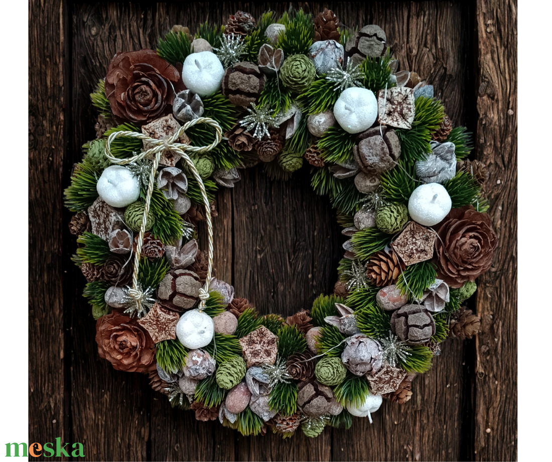 Karácsonyi kopogtató led világítással - karácsony - adventi díszek - adventi ajtódísz - Meska.hu