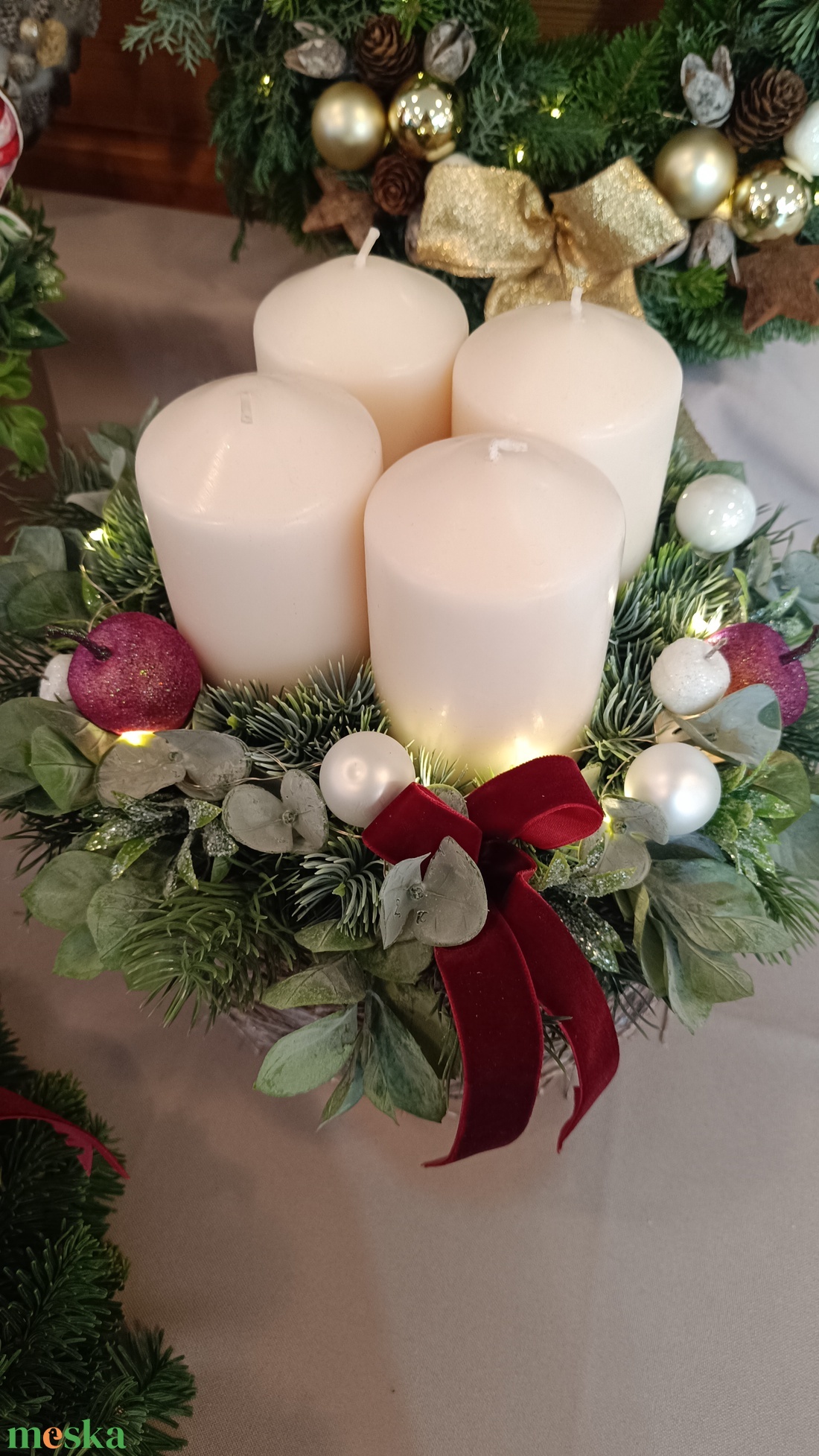 Adventi asztaldísz led világítással  - karácsony - adventi díszek - adventi asztaldísz - Meska.hu