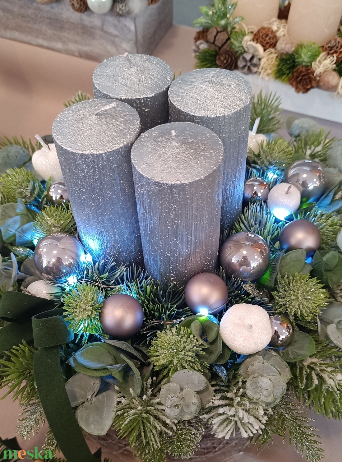 Adventi asztaldísz led világítással  - karácsony - adventi díszek - adventi asztaldísz - Meska.hu