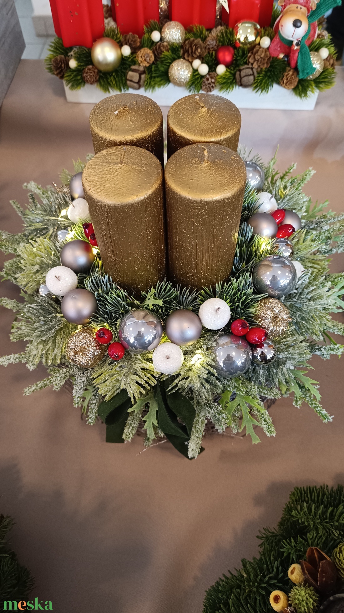 Adventi asztaldísz led világítással  - karácsony - adventi díszek - adventi asztaldísz - Meska.hu