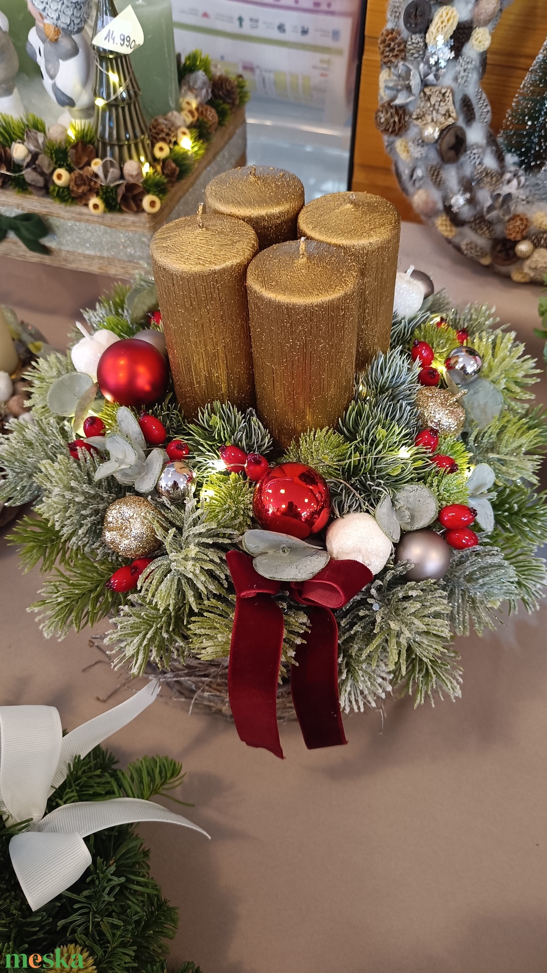 Adventi asztaldísz led világítással  - karácsony - adventi díszek - adventi asztaldísz - Meska.hu