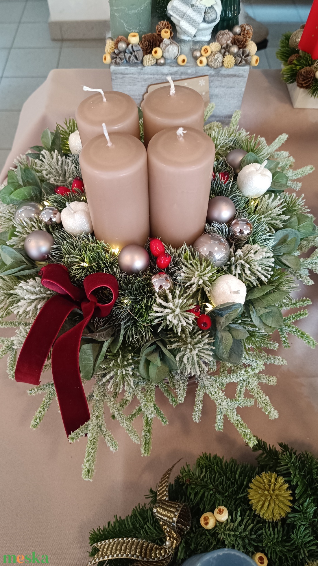 Adventi asztaldísz led világítással  - karácsony - adventi díszek - adventi asztaldísz - Meska.hu