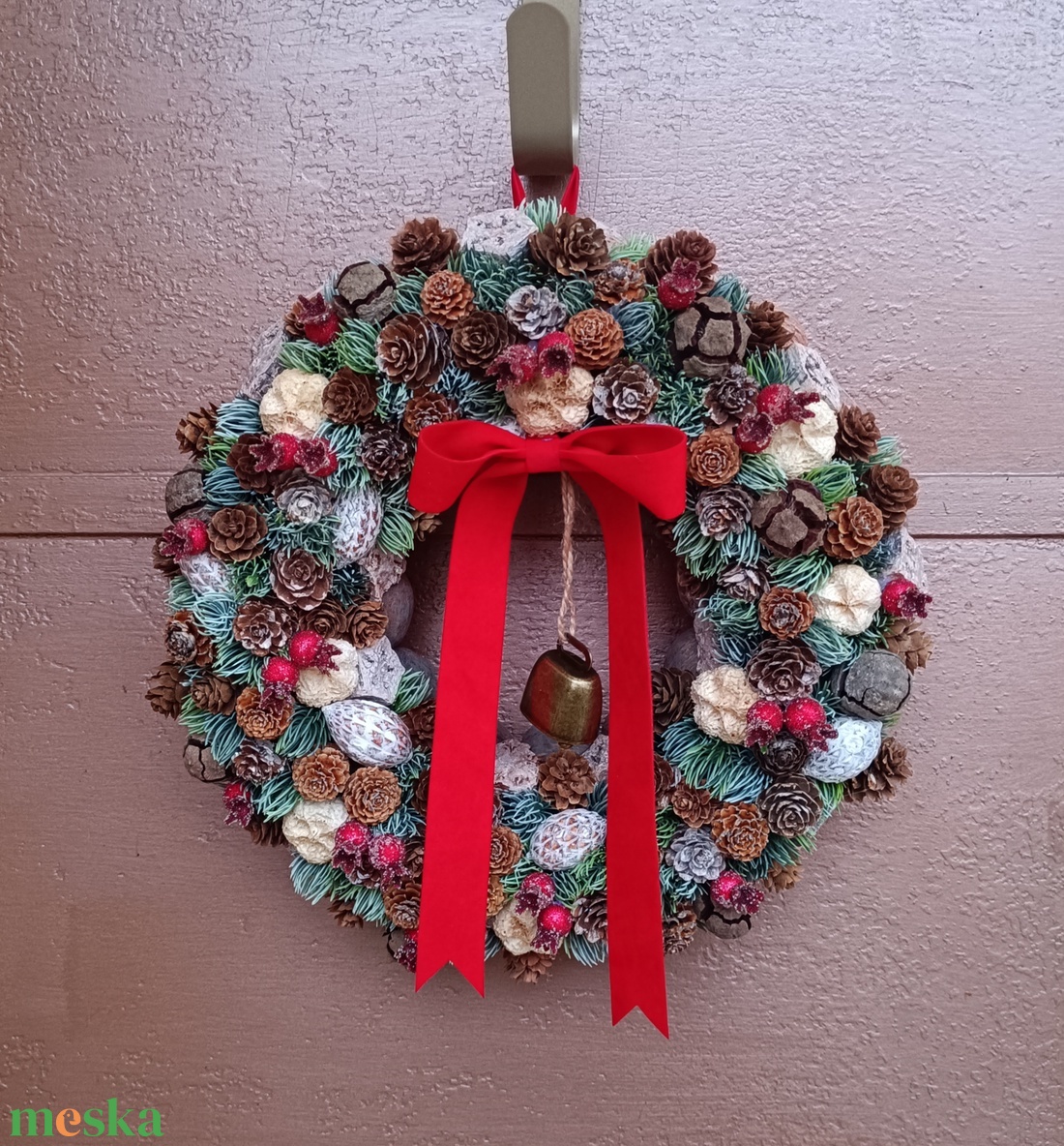 Téli ajtódísz - karácsony - adventi díszek - adventi ajtódísz - Meska.hu